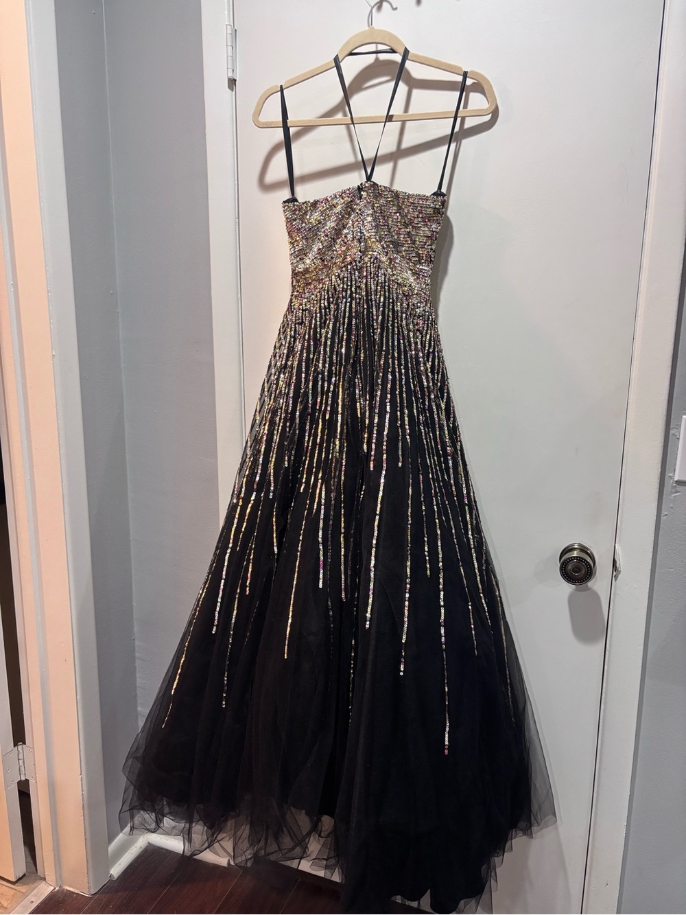 Terani Couture Black Dress with Gold sparkles - Picture 7 of 7